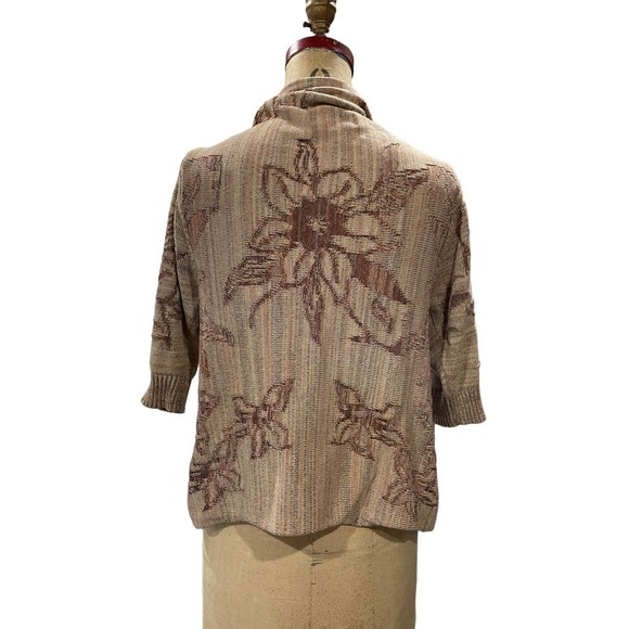 Coldwater Creek Womens Cardigan Sweater Brown Tan Floral Knit XS - Picture 6 of 8